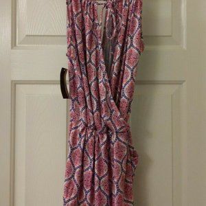 NWT Nordstrom x Loveappella Wrap Romper with Pockets Pink Paisley Sz XS
